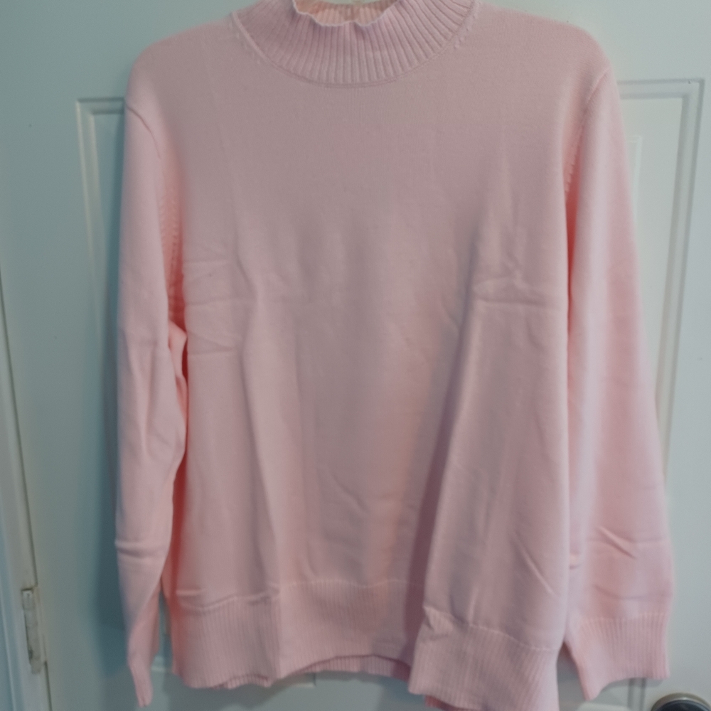 NWT Old Navy Women's 2x Light Pink Sweater with Ribbed Mock Turtle Neck